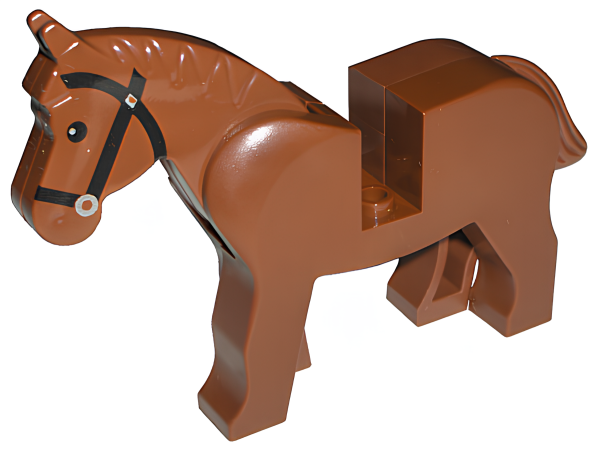 Лошадь Lego Horse with Black Eyes, Silver Pupils and Black Bridle Pattern 4493c01pb05